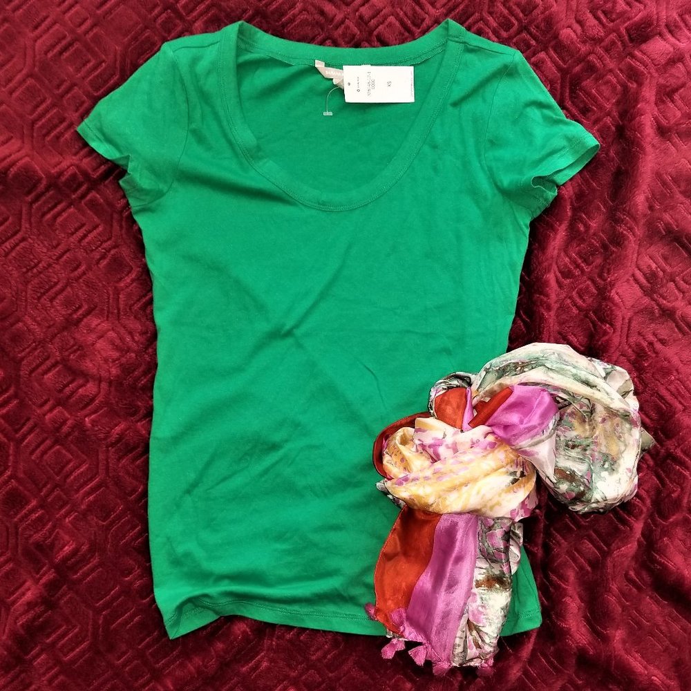 Banana Republic cotton t-shirt, green, XS